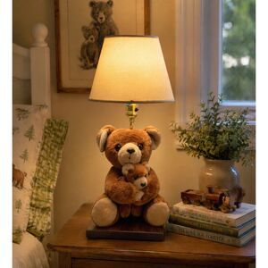 Mother Bear with Baby Plush Lamp Nursery Table Lamp - no shade